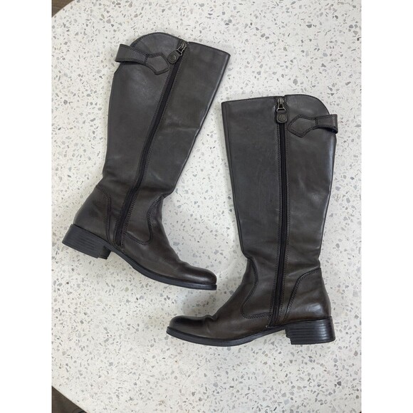 Bussola Women 7.5 Brown Leather Boot Equestrian Old Money SienaEmblem 2065 Crest - Picture 5 of 10